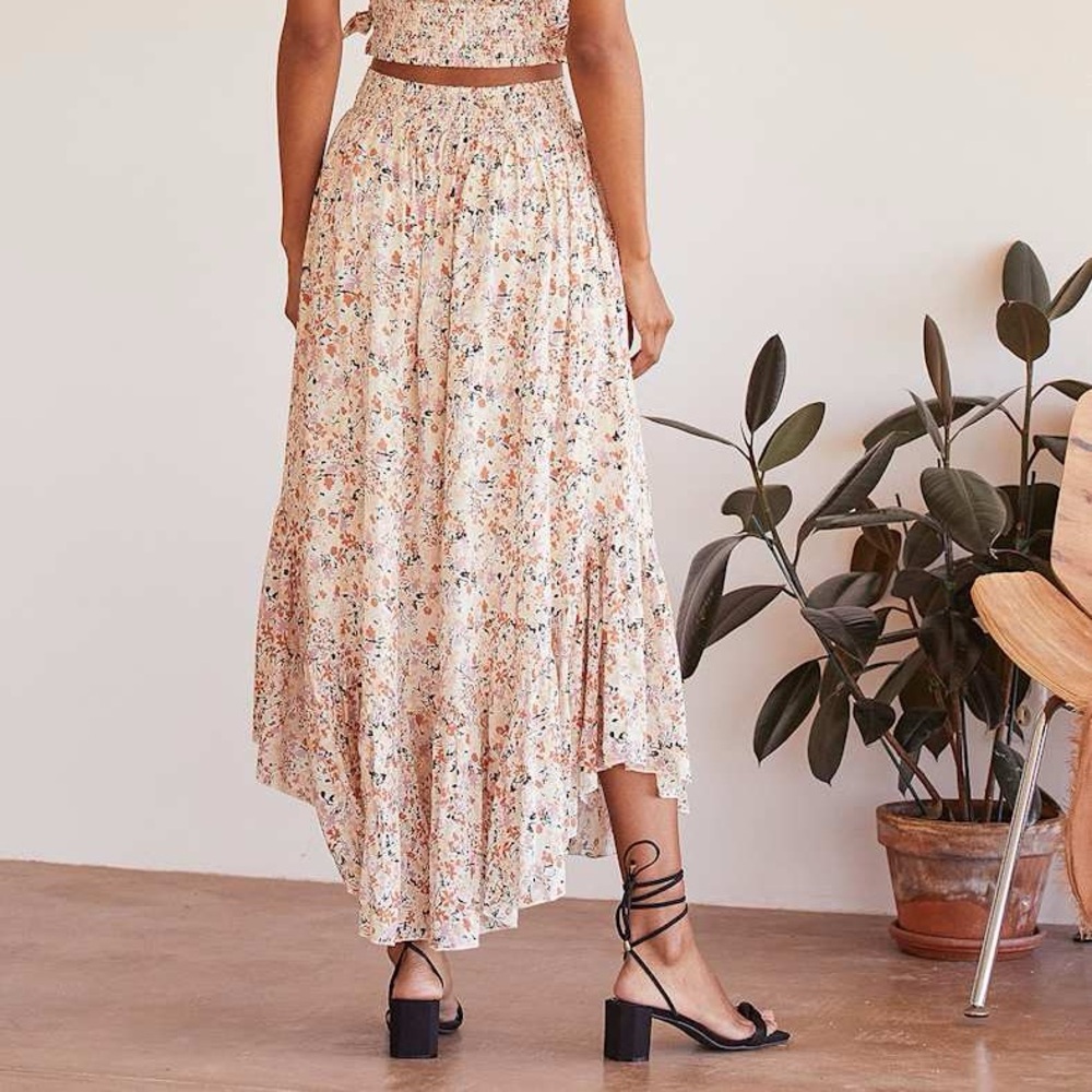 Free People Pretty Daze Ivory Floral Print Maxi Skirt - Picture 3 of 9